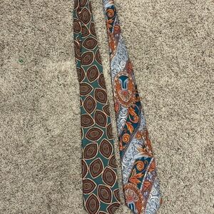 Dior Brown and Green Silk Ties Geometric Patterns Bundle (2)